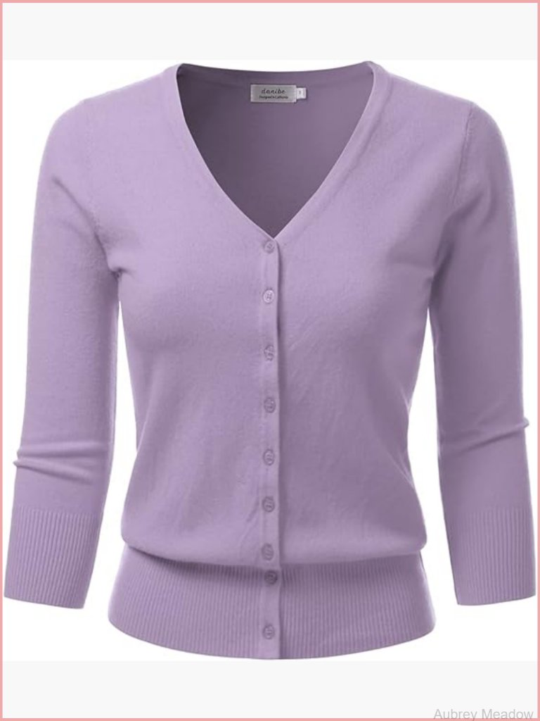 3/4 Sleeve V-Neck Button Down Knit Sweater Soft Cardigan S-Xxl